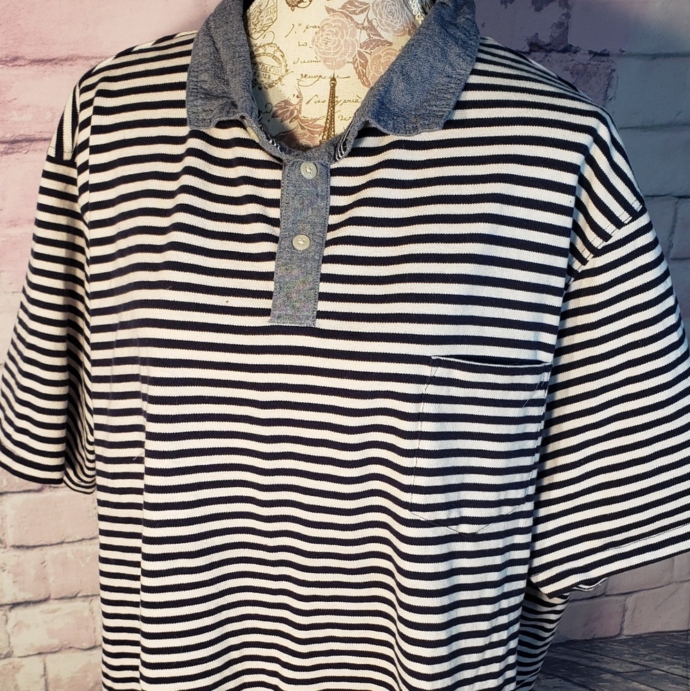 Navy stripped polo